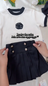 [KIDSFASHIONKOLEKSI] Setelan Korean Vintage Look Black Rose Anak Perempuan