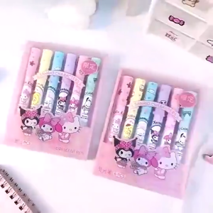 6pcs/set Cute Cartoon Fluorescent Highlighter Pen Pastel Drawing Pen students supplies Mark Key Points