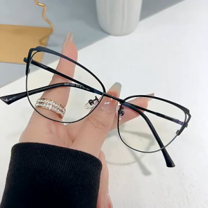 *READY STOCK AT MALAYSIA*Retro Fashion Cat-eye Anti-blue Light Glasses Metal Frame Glasses Frame Half Frame Eyebrow Flat Glasses Cermin Mata 眼镜