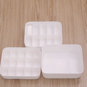 Organizer Storage Box Plastic Organizer Bin for Socks Stackable Drawer Divided Organizer for Scarves Underwear Bras Hair Ties Belts