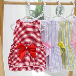 【Worldwide Delivery】 Whisker MOLAMGO Dog Pet Wedding Dress For Shih Tzu Clothes Puppy Female Princess Tutu Striped Skirt Shirt Chihuahua Apparel