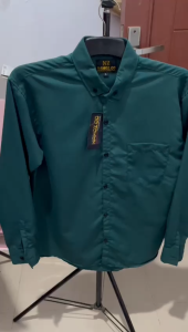 KEMEJA POLOS PRIA AYAH DAN ANAK WARNA HIJAU BOTOL COTTON BAJU LENGAN PENDEK REGULER MENS BASIC