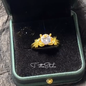 100% original 24K Saudi gold Nasasangla pawnable rings for woman Interwoven Pattern Point Diamond Ring Female Engagement jewelry
