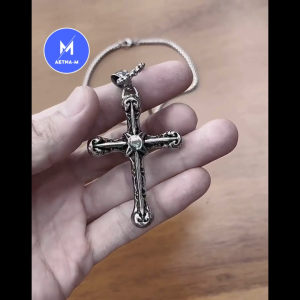 Gothic Pattern Cross Stainless Steel Chain Necklace Man Woman Rantai Leher kalung Lelaki Hip Hop Fashion 日韩街头ins十字架项链