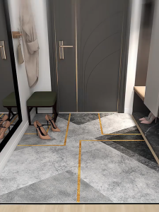 Karpet Lantai Anti Slip Ruang Tamu Aesthethic Bahan Kulit Leather Silicone Bermotif Keset Kaki/Keset Lantai/Alas Lantai/Karpet Ruang Tamu