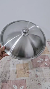 ฝาครอบกระทะ ฝาสแตนเลส ฝาหม้อ ฝาหม้อสแตนเลส (ทรงสูง) ขนาด 30/32/34/36/38/40/42 ซม.(ตราTK)