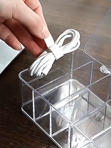 1Pcs 7 Grid Clear Cable Management Box Desktop Data Cable Storage Box Dustproof Storage For Cable
