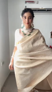 Ready to wear Elegant Satin Saree Set with Embroidered Blouse & Belt – Multicolor Traditional Ensemble for Women (RTW3)