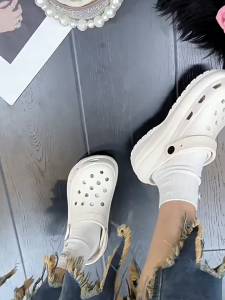 FENTINA Sandal Kodok Wanita Kekinian Tinggi 8cm Sandal Baim Wanita Wedges Sandal Jelly Anti-selip