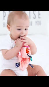 EZYLITTLES Baby Animal Soothing Towel Cloth Soft Plush Doll Teether Handkerchief Comfort Blanket Raffles Bell Handkerchief