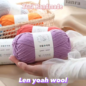 Len Yaoh Wool màu trơn đan móc khăn áo nón mũ