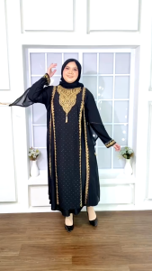 TA9019 JUMBO | Gamis Abaya Turki Jumbo Turkey Biz Size LD 125 Hitam Putih Warna Warni Terbaru