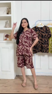 SETELAN KULOT JUMBO CABUTAN SEMANGGI BAJU TIDUR WANITA JUMBO KANCING DEPAN BAJU TIDUR BUSUI BAJU SANTAI KASUAL SETELAN ATAS BAWAH LENGAN PENDEK