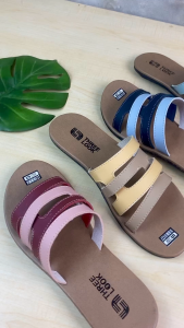 THREELOOK Official - Sandal Kulit Wanita Sandal Kekinian Sendal Sandal Slop Kombinasi Wanita Anti Slip Anti Licin - Areta