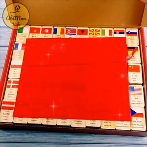 🌻 Domino Gỗ Cờ Các Quốc Gia (100 miếng) ☘️ Montessori cao cấp ✨ Đồ chơi Gỗ - Giáo dục - An toàn - Thông minh
