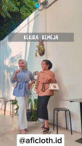 Tali Kekira Kemeja Polos Crinkle Airflow: Atasan Kantor & Busui Friendly