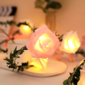 1.5M/3M/6M Bunga Mawar Leds 40 Leds Lampu Dekorasi Pesta Tumblr Rambat Rose Light Baterai Hiasan Lampu String Dekorasi Pesta Pernikahan