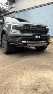 กันชนหน้าออฟโรด Ford Raptor Next Gen + ห่วง OMEGA แดง รุ่น B-BAR กันชนหน้าเหล็กเสริม กันชนเหล็กดำ ฟอร์ด แร็พเตอร์ กันชน Off Road กันชนหน้าเหล็ก หรือที่ลูกด้วย LWN4x4 ให้ที่สุดท้ายได้!