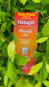 Halagel Non Fluoride Herbal Miswak Gel Sensitive Toothpaste with Miswak Eucalyptol Oil & Rocksalt (Twin Pack)