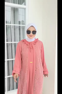 Mayra Dress - Gamis Crinkle Premium Mix Brokat Malika Terbaru Gamis All Size Elegan Kekinian