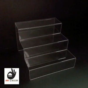 ชั้นวางของอะคริลิค ชั้นวางโมเดล แบบบันได3ขั้นวัสดุหนาชั้นวางอะคริลิคใส วางโมเดล สำหรับวางของตั้งโชว์ มีสินค้าพร้อมส่ง