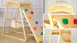 Goodies Children Wooden Climbing Playgym Frame Playground Childrens Slide Indoor Playground Swing Childrens Game Combination