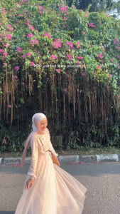 EmmaQueen - Dress Brisia Series 3: Gamis Kondangan Simple Elegan Cotton Tile Kombin Brukat XS/XXL Busui Wudhu Friendly Karet Pinggang