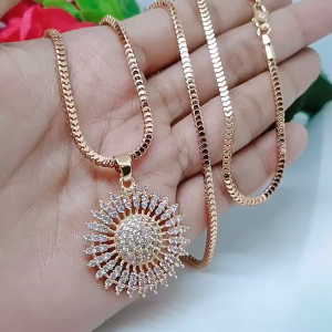 Kalung Perhiasan Tianium Tembaga Xuping Rodium Lapis Emas 1824 Karat