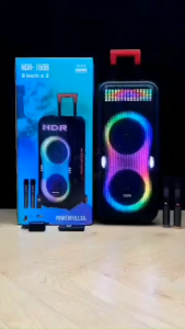 NDR-1508 DUAL 8-INCH TROLLEY SPEAKERS PARTY SPEAKERS PORTABLE SPEAKERS BUILT-IN BATTERY WITH WIRELESS MICROPHONE