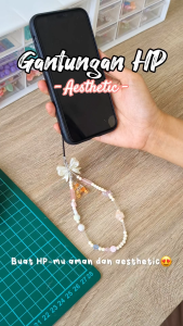 Strap Hape Inisial Aesthetic - Custom Inisial Phone Strap Gelang Gantungan Handphone