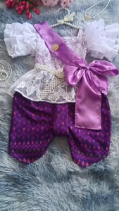 ชุดไทยเด็กผู้หญิงแขนชั้นแขนฟู ดีไซน์หรูหรา ผ้าโพลีเอสเตอร์ สำหรับวัย 10-36 เดือน