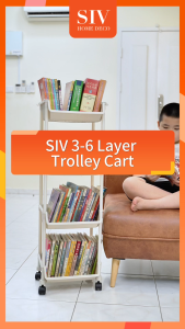 SIV 3-6 Layer Trolley Cart Organizer Utility Cart With Wheels For Kitchen Living Room Bathroom