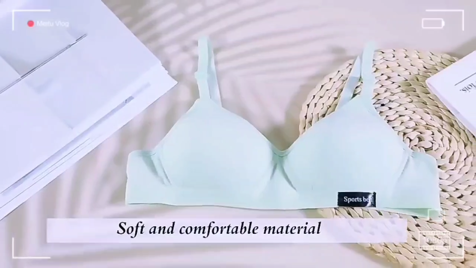 CAPIN Thin Cotton Without Steel Ring Gathered Girls Bra Women Cotton Ring Top Bracket Cotton Chest Underwear