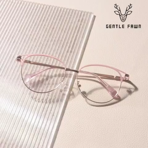 Gentle Fawn Kacamata Antiradiasi Blueray Sinar Biru Bentuk Oval Semi Cat Eye Bahan Metal Kuat Kokoh Fashion Wanita Bisa Minus 1066