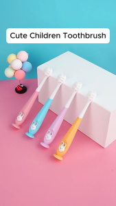 HOMSA 2-12 Years Old Children Toothbrush with Suction Cup & Soft Bristle