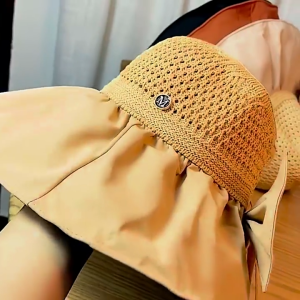 ThaiBeats หมวกปีกกว้าง หมวกบักเก็ต หมวกกันแดดโบว์ กันUV ผู้หญิง หมวกปานามา ปีกกว้าง หมวกครึ่งใบ หมวกบังแดด พับได้ สไตล์เกาหลี แฟชั่นผู้หญิง ระบายอากาศดี 56-58cm