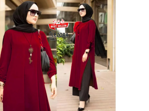 Women Long Shirt Blouse Stylish Design Baju Perempuan Style Round Neck Fashion Party Untuk Wanita Tunic Fabric Long Sleeve