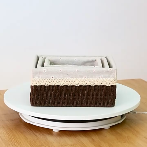 OutingSG®Hand-Woven Rattan Basket Desktop Key Storage Box Cosmetics Storage Basket With Belt Lining