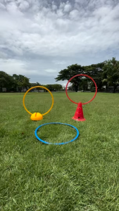 OML KJ4 แหวนฝึกซ้อม วงกว้างถึง 49.5 ซม. ออกแบบแหวนให้แบน ไม่สะดุดเวลาฝึกซ้อม ก้าวได้เต็มฝ่าเท้า ห่วงกระโดด แหวนวงกลม