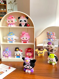 Compatible with Bricks Hat Party Cartoon Doll Panda Building Blocks Assembly Toy Ornaments