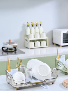 Double -layer multifunctional kitchen water filter frame with chopstick box Draining Rack Dish Rack