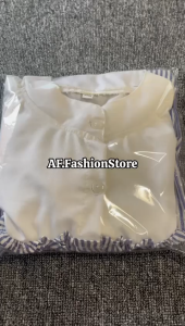 Blouse Anak Perempuan Lengan panjang Motif Garis Stripe Linen untuk Usia 7-14 Tahun