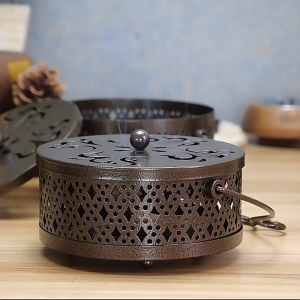 ที่ใส่ยากันยุง พร้อมฝาปิด ป้องกันอันตรายป้องกันไฟไหม้ ไตล์ย้อนยุค ที่ใส่ยากันยุงแบบขด (สีดำสีขาว)