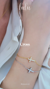 Lulu Moissanite Jewelry Cross Round Cut Bracelet 033CT Lapis Emas 18K Sertifikat GRA