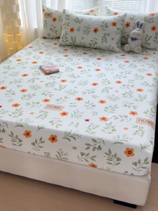 Dansunreve ผ้ารองกันเปื้อนที่นอน 6 ฟุต/5/3.5 ผ้าปูเตียง 6 ฟุต/5/3.5 ผ้ารองกันเปื้อนที่นอน 5 ฟุต ท๊อปเปอร์ 6 ฟุต/5/3.5ลายดอกไม้สีสันสดใส นุ่มนิ่ม