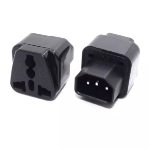Portable Universal Socket to C14 Male Plug UPS PDU APC Computer Server Power Adapter Travel Charger (Black)