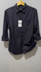 Kemeja Zarah Kerah Pria Casual Lengan Panjang Slim Fit