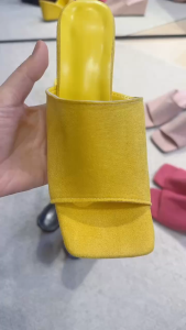 One for all พร้อมส่งจากไทย TX565  รองเท้าส้นเตารีด เปิดนิ้วเท้า ส้นสูง2.5 นิ้ว หนังกลับนิ่ม ใส่สบาย รองเท้าผู้หญิงสไตล์เกาหลี