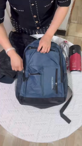 WENKEN BAG4019 KOREAN FASHION CANVAS USB BACKPACK 17INCH BACKPACK FOR MEN