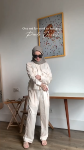 Personal Nice - Satu Set Setelan Wanita Atasan Bawahan Paula Panjang Polos Lengan Panjang